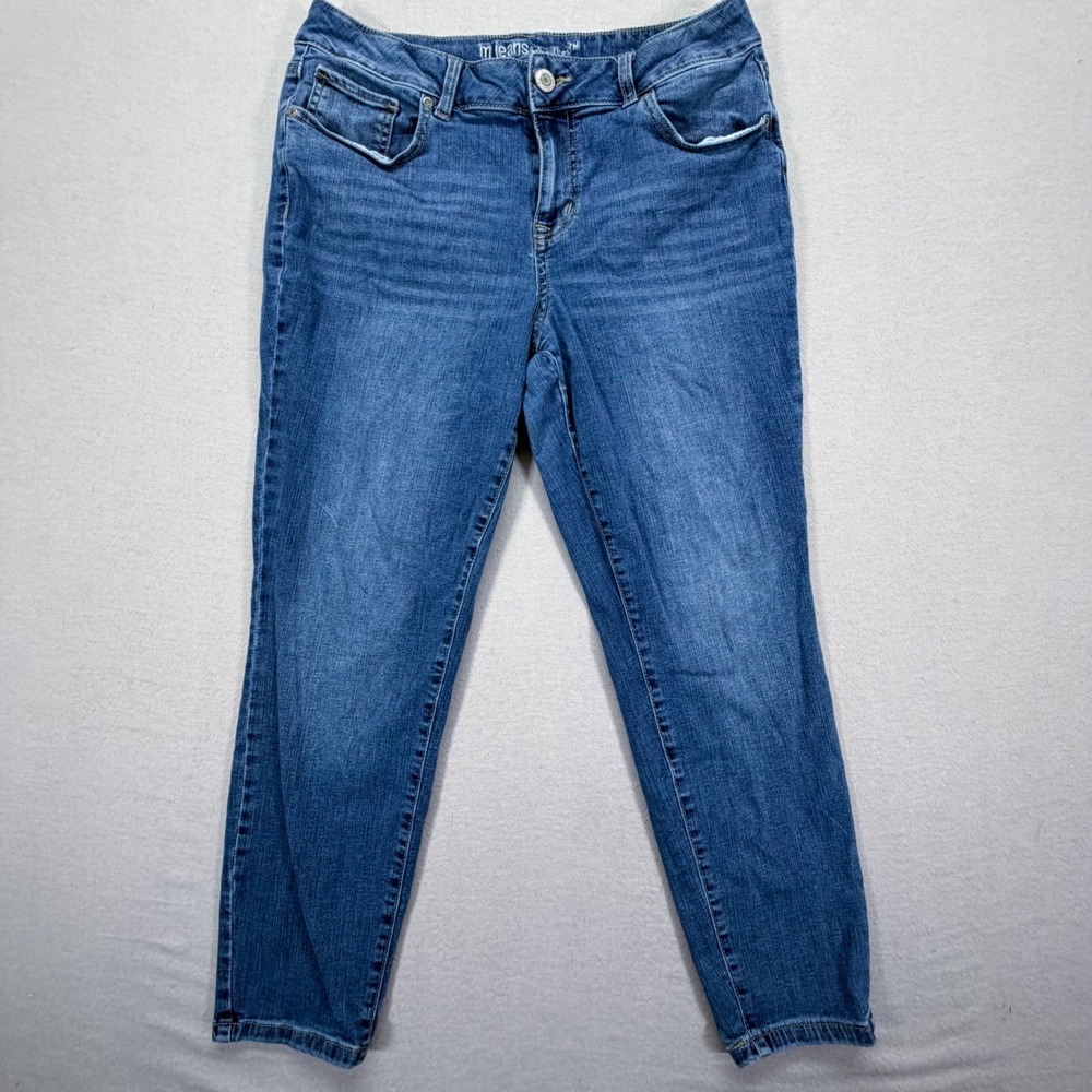 Maurices Jeans Women 14 Short Good Blue Mid Rise‎ Tapered Stretch Denim